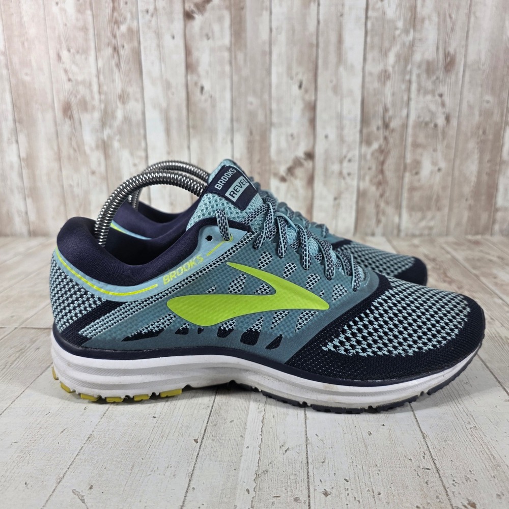 Brooks Revel Womens Running Shoes Navy Blue Lime 1202491B402 Size 8.5 B